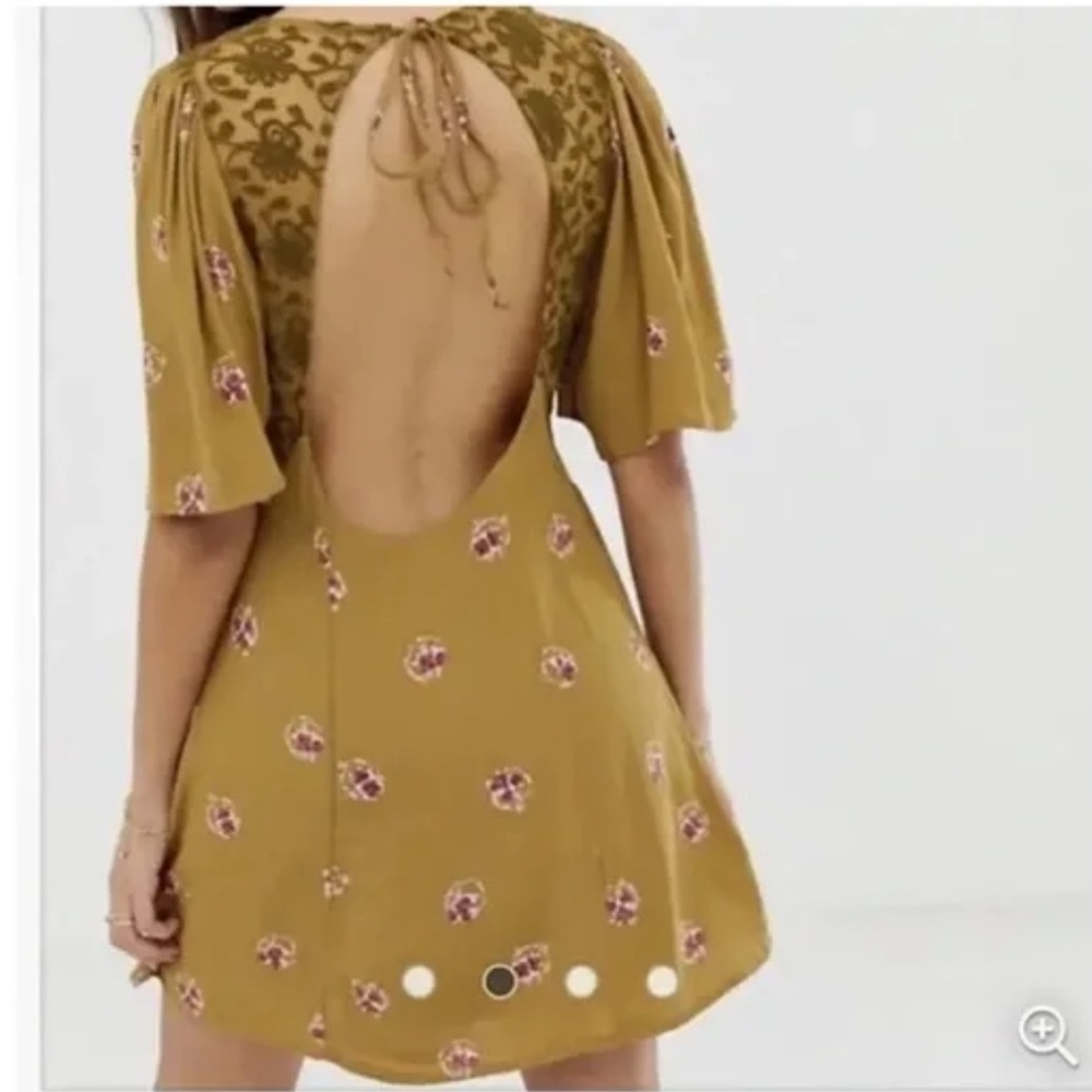 Free People Mockingbird Floral Mustard Mini Dress - Picture 6 of 13